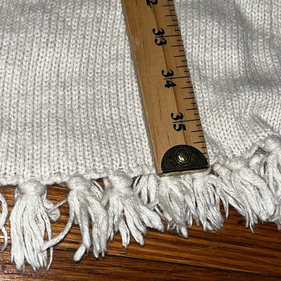 Long duster cardigan tassel fringe ivory hippie boho fall western small preppy - Picture 10 of 12